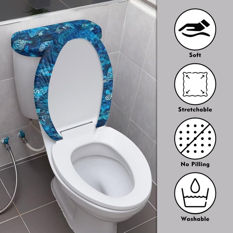 Flashideas Turtle Toilet Lid Cover and Toilet Tank Cover 2Pcs Toilet Seat Cover and Tank Lid Covers Stretch Toilet Covers Set for Bathroom Fits Most Toilet Tanks & Lids - Image 3